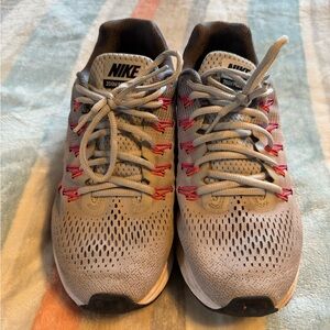 Nike Gray and Pink Athletic Shoes with Mesh Design